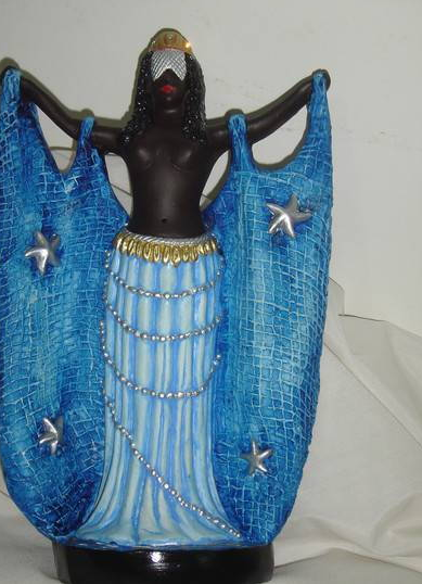 orixa iemanja 35 cm pintura comum detalhe ouro